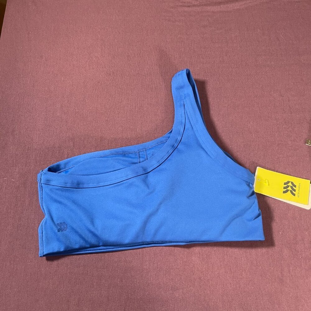 All in Motion Sculpt Asymmetric One Shoulder Sports Bra Blue - Size Medium - NWT - Picture 4 of 5